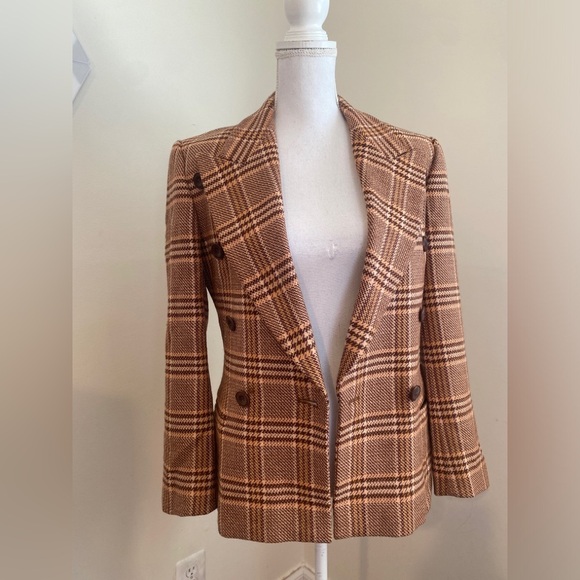 ESCADA 100% Wool Vintage Brown Plaid Blazer Sz 34 U.S XS - Picture 6 of 6